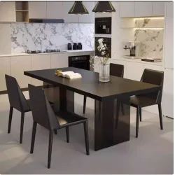 Designer Black Sintered Stone Dining Table (Glass Base)