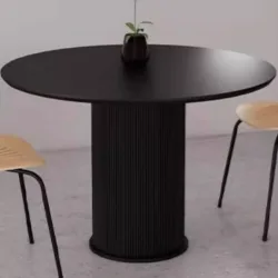 Cream-Style Round Sintered Stone Dining Table (Black)
