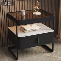 Italian Minimalist Glass & Metal Bedside Table