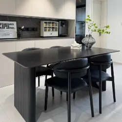 Italian Black Sintered Stone Dining Table (set)