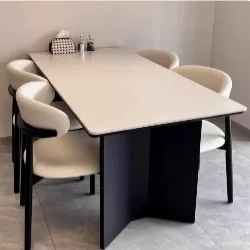 Sintered Stone & Ash Wood Rectangular Dining Table