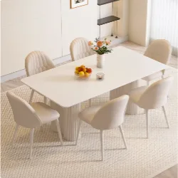 Luxe Pure White Sintered Stone Dining Table